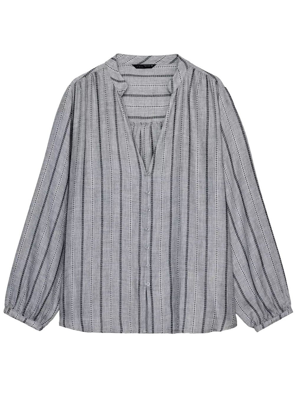 Zara Striped V-Neck Button Front Blouse - worn once